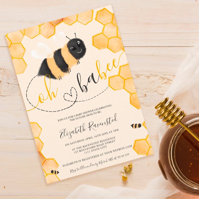 Invitación Abeja de abejorro de abeja de abejorro suave acuar (Subido por el creador)