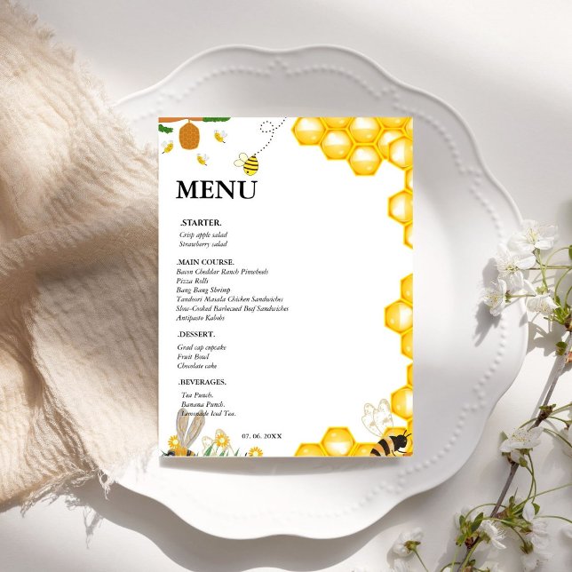 Invitación Abeja de burbujas acuáticas floral Menú Fiesta de  (Subido por el creador)