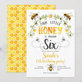 Invitación Abeja de burbujas, pequeña miel, abeja, sexto cump