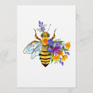 Invitación Abeja de flor con plantas silvestres