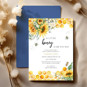 Invitación Abeja de Girasol Amarillo Bebé Sin Género