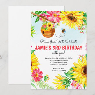 Invitación Abeja de girasol Cumpleaños Abeja