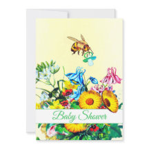 Abeja de miel floral amarilla de Baby Shower