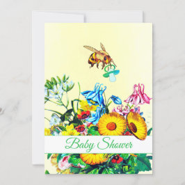 Invitación Abeja de miel floral amarilla de Baby Shower