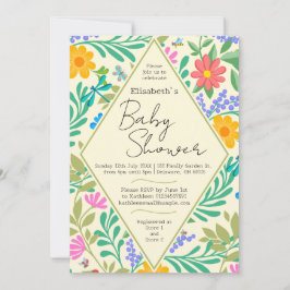 Invitación Abeja de miel, galimatías, mariposa, libélula y fl