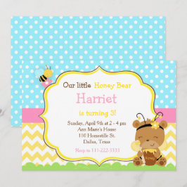 Invitación Abeja de oso de miel y abeja de burbujas Cumpleaño