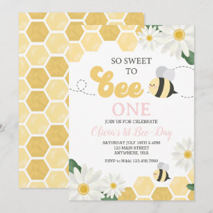 Invitación Abeja Día abeja 1er Cumpleaños Margarita