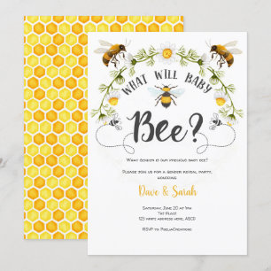 Invitación Abeja, Fiesta de Revelación de Género, qué bebé se