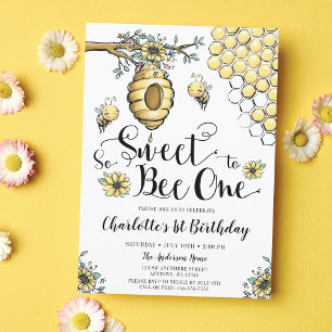 Invitación Abeja floral Miel tan dulce Abeja primer cumpleaño