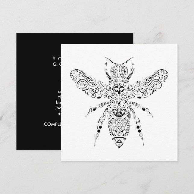 Invitación abeja hermosa (Anverso / Reverso)