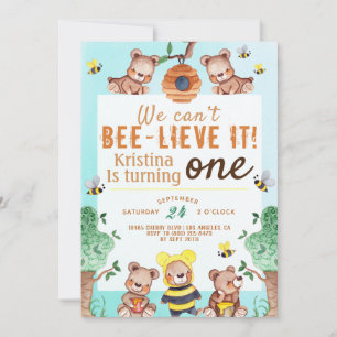 Invitación Abeja-lieve It Honey Bear Cumpleaños
