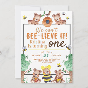 Invitación Abeja-lieve It Honey Bear Cumpleaños