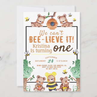 Invitación Abeja-lieve It Honey Bear Cumpleaños