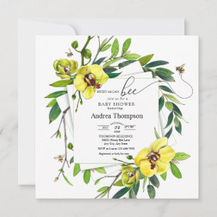 Invitación Abeja Melífera   Abeja Dulce   Shower de Orquídeas