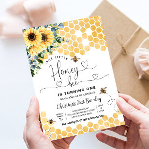 Invitación Abeja Melífera Cumpleaños 1ra Fiesta de Abejas