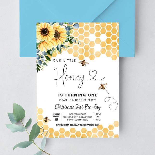 Invitación Abeja Melífera Cumpleaños 1ra Fiesta de Abejas (Subido por el creador)