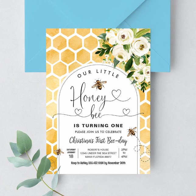 Invitación Abeja Melífera Cumpleaños 1ra Fiesta de Abejas (Subido por el creador)