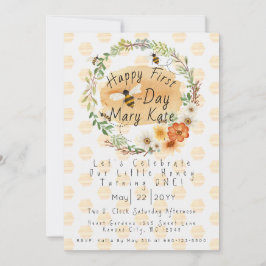 Invitación Abeja Melífera y Flores Personalizadas Cumpleaños 