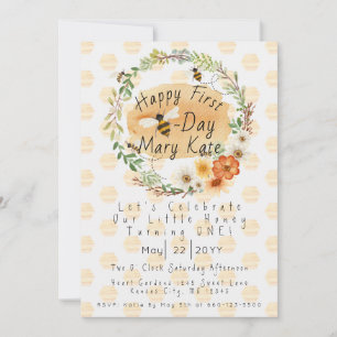 Invitación Abeja Melífera y Flores Personalizadas Cumpleaños 