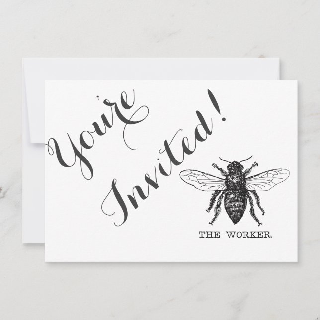 Invitación Abeja Obrera Miel Abejorro Negro (Anverso)