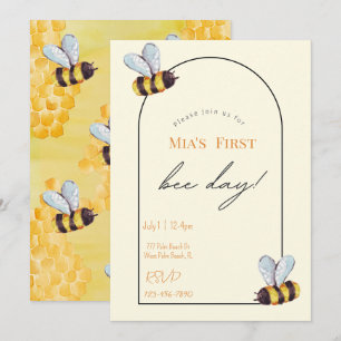 Invitación Abeja orgánica temática moderna cumpleaños mínimo