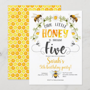 Invitación Abeja. Pequeña miel, Bee, 5 años