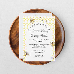 Invitación Abeja Pequeña Miel De Camino Amarillo Fiesta Para 