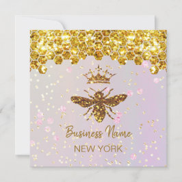 Invitación abeja purpurina simulada