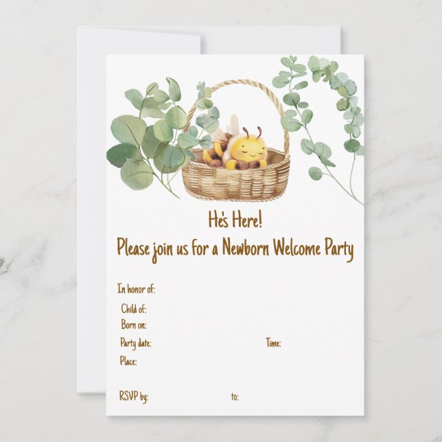 Invitación Abeja Soñolienta (Anverso)