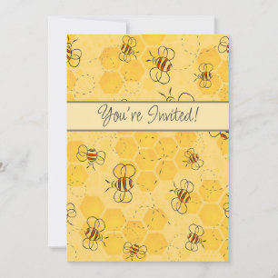 Invitación Abeja Zumbando Abejas de Miel Lindas 