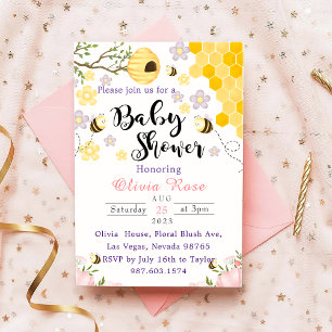 Invitación Abejas Acuarela Floral Flor Silvestre