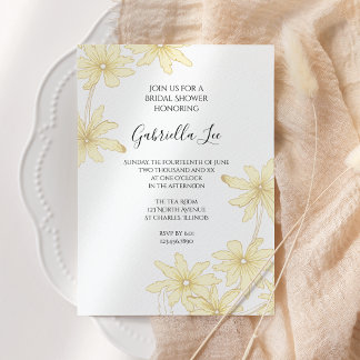 Invitación Abejas amarillas pálidas en ducha de novias blanca