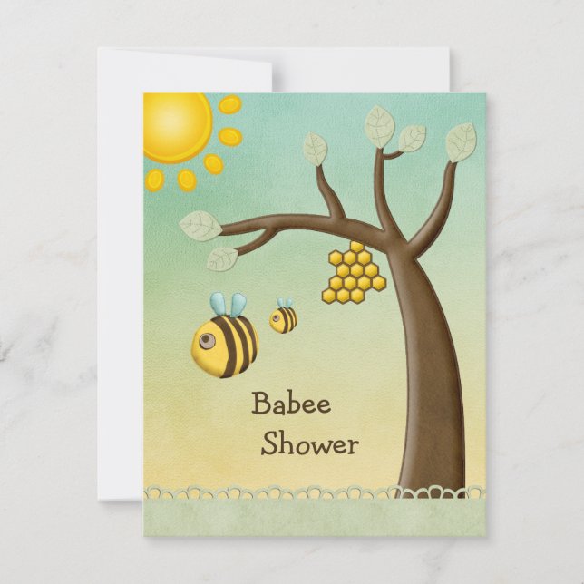 Invitación Abejas cometas, duchas de árbol y abeto (Anverso)