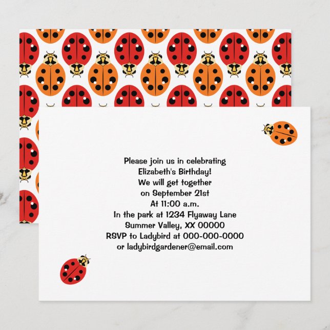Invitación Abejas de buitre en Naranja y rojo personalizado (Anverso / Reverso)
