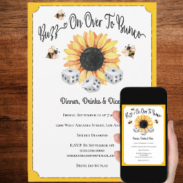 Invitación Abejas de girasol Dados Florales Bunco