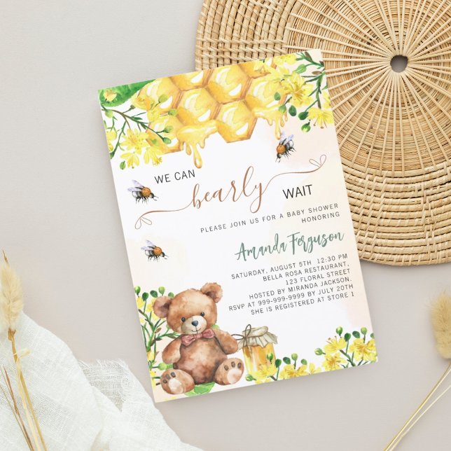 Invitación Abejas de oso de peluche de miel Baby Shower amari (Subido por el creador)