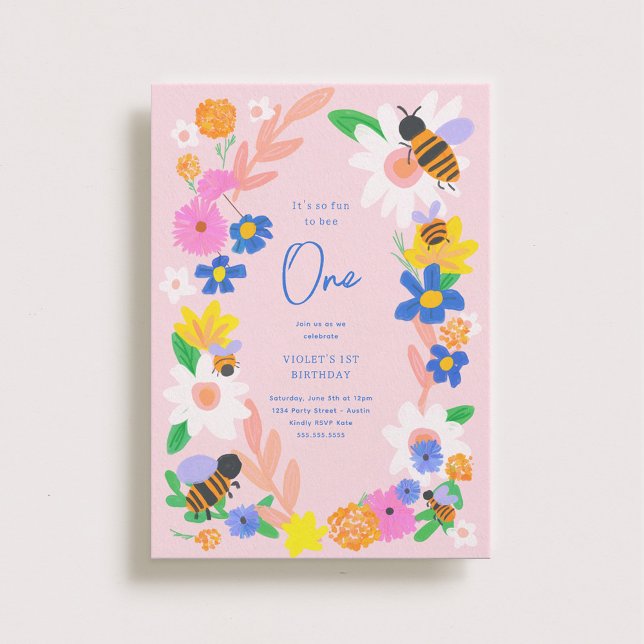 Invitación Abejas del Jardín de las Flores Primer cumpleaños (Subido por el creador)