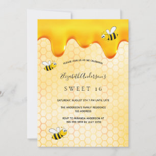 Invitación Abejas dulces de 16 fiestas de panal de miel