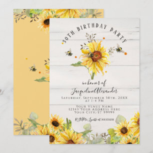 Invitación Abejas en la fiesta de cumpleaños de Madera Rústic