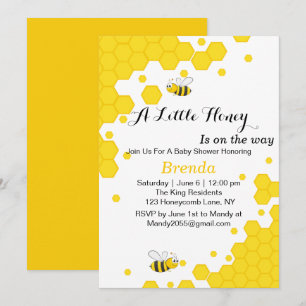 Invitación Abejas Naranjas y Negras Lindas   Panal de Acuarel