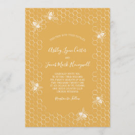 Invitación Abejas y Boda del Honeycomb dorado