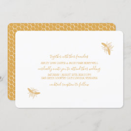 Invitación Abejas y Boda del patrón de Honeycomb dorado