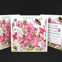 Invitación Abejas y flores en primavera