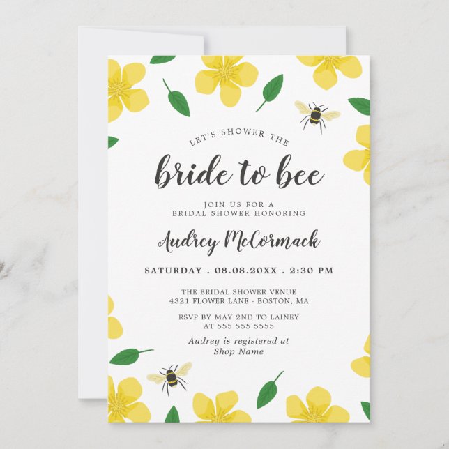 Invitación Abejas y mariposas azotan a la novia hasta la abej (Anverso)