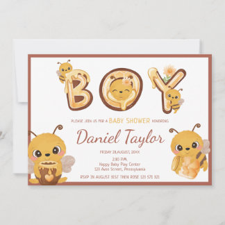 Invitación Abejas y miel Boy letras dulces Ducha bebé