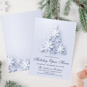 Invitación Abierto de Navidad con copos de nieve