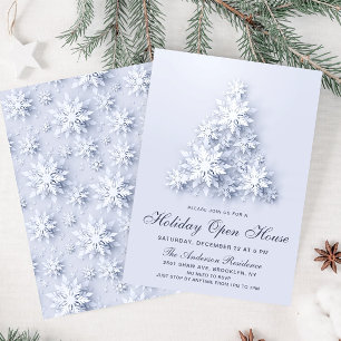 Invitación Abierto de Navidad con copos de nieve