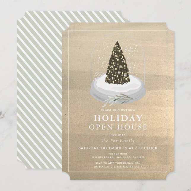Invitación Abierto de Navidad en el Globe de la Nieve de Navi (Anverso / Reverso)