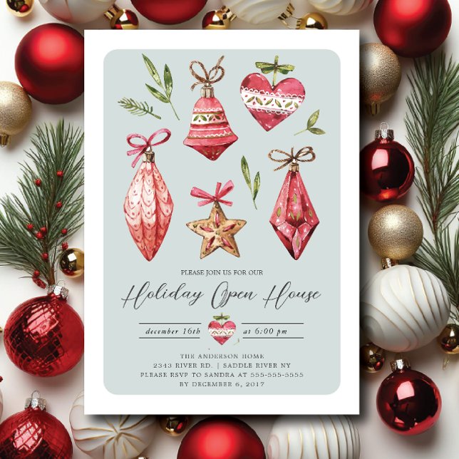 Invitación Abierto de Navidad Retro Ornamentos (Subido por el creador)