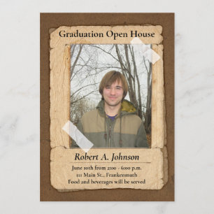 Invitación Abierto I de graduación de un chico rústico